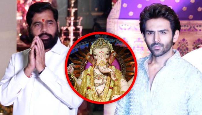 Kartik Aaryan ने Eknath Shinde के घर किए गणपति के दर्शन , फैंस के बीच बुरे फंसे