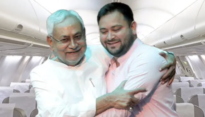 बदल गए समीकरण, एक प्लेन में दिल्ली आए Nitish-Tejashwi