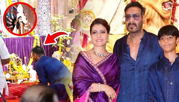 Ajay Devgn और बेटे Yug ने Durga Puja में Kajol के साथ लिया माता रानी का आशीर्वाद