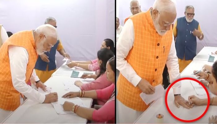 PM Modi ने वोट डालते ही किया ऐसा काम, साथ में खड़े Amit Shah भी देखते रह गए